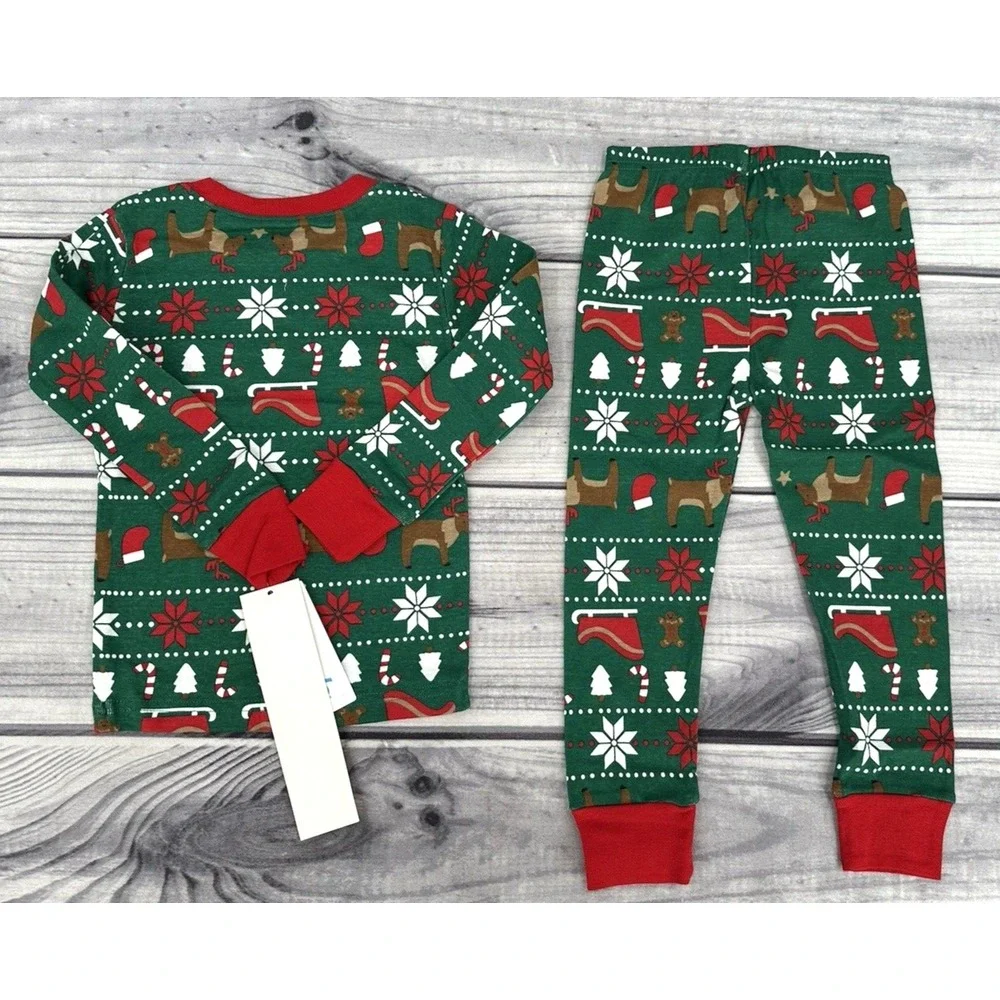 CARTER'S FAIR ISLE CHRISTMAS PAJAMA SET Toddler Boy Size 2T GREEN‎ NEW WITH TAGS